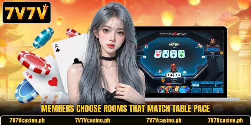 Members choose rooms that match table pace Members choose rooms that match table pace