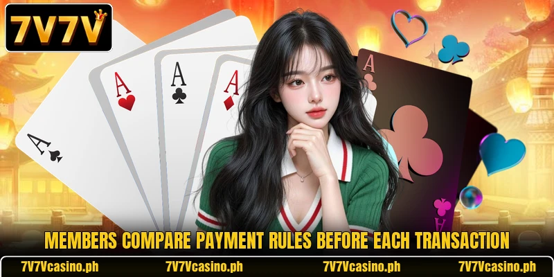 Members compare payment rules before each transaction