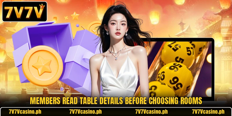 Members read table details before choosing rooms Members read table details before choosing rooms
