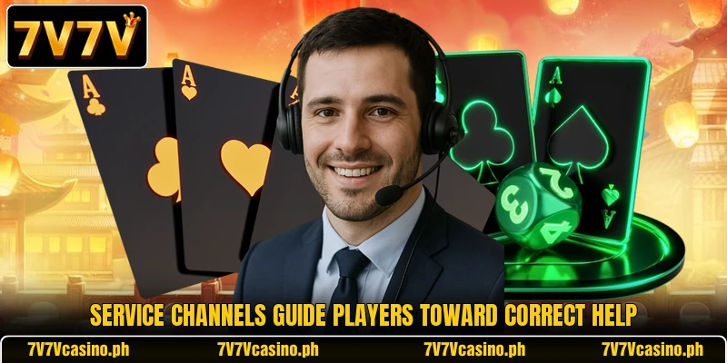 Service channels guide players toward correct help