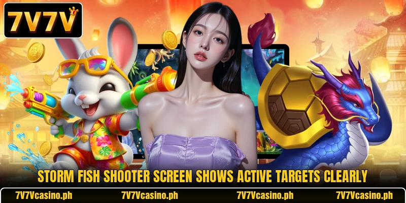 Storm Fish Shooter screen shows active targets clearly Storm Fish Shooter screen shows active targets clearly