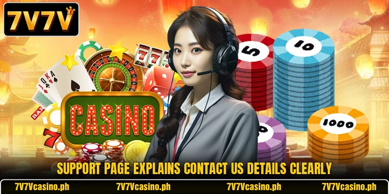 Support page explains contact us details clearly